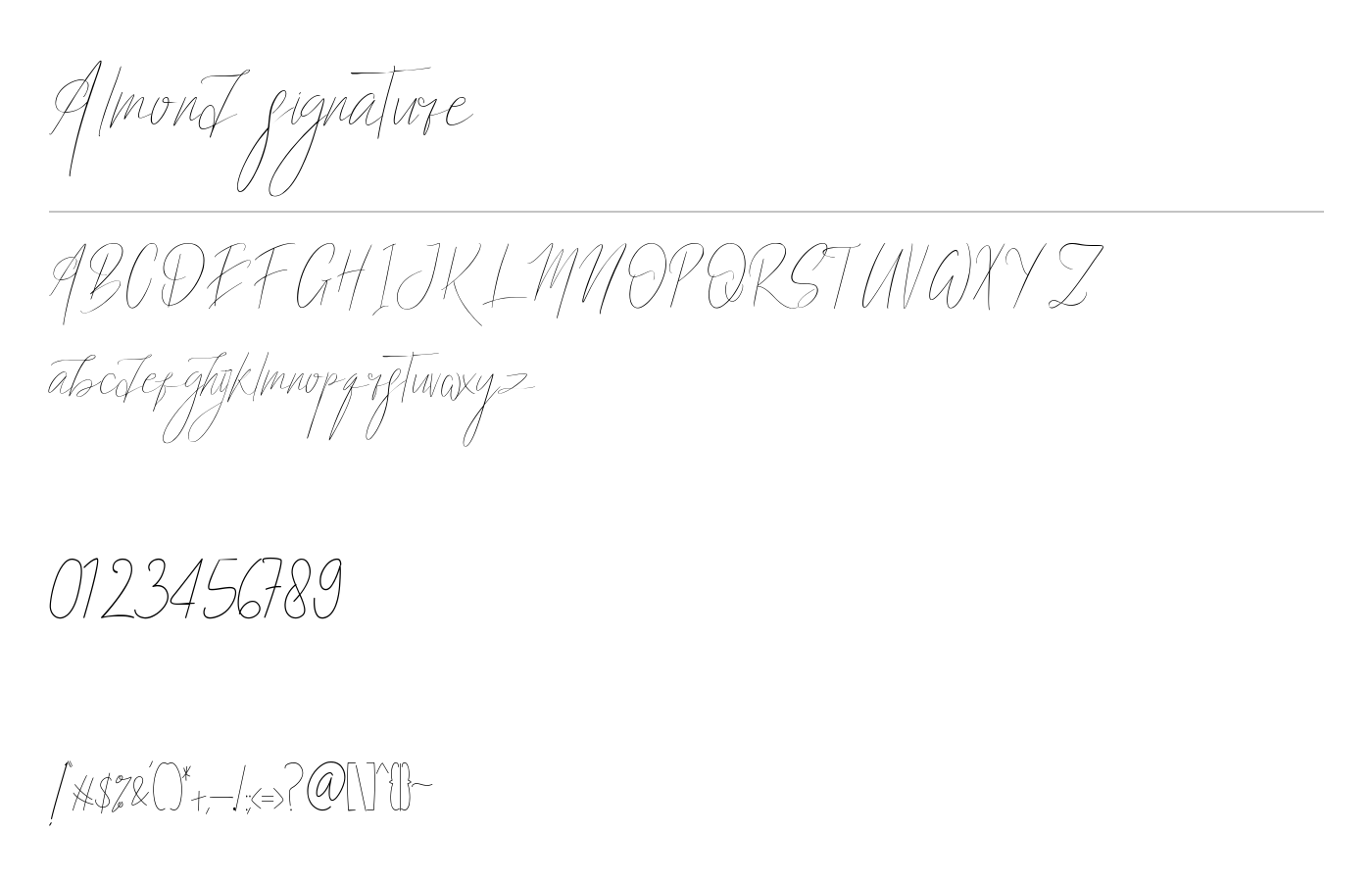 Almond signature Font preview