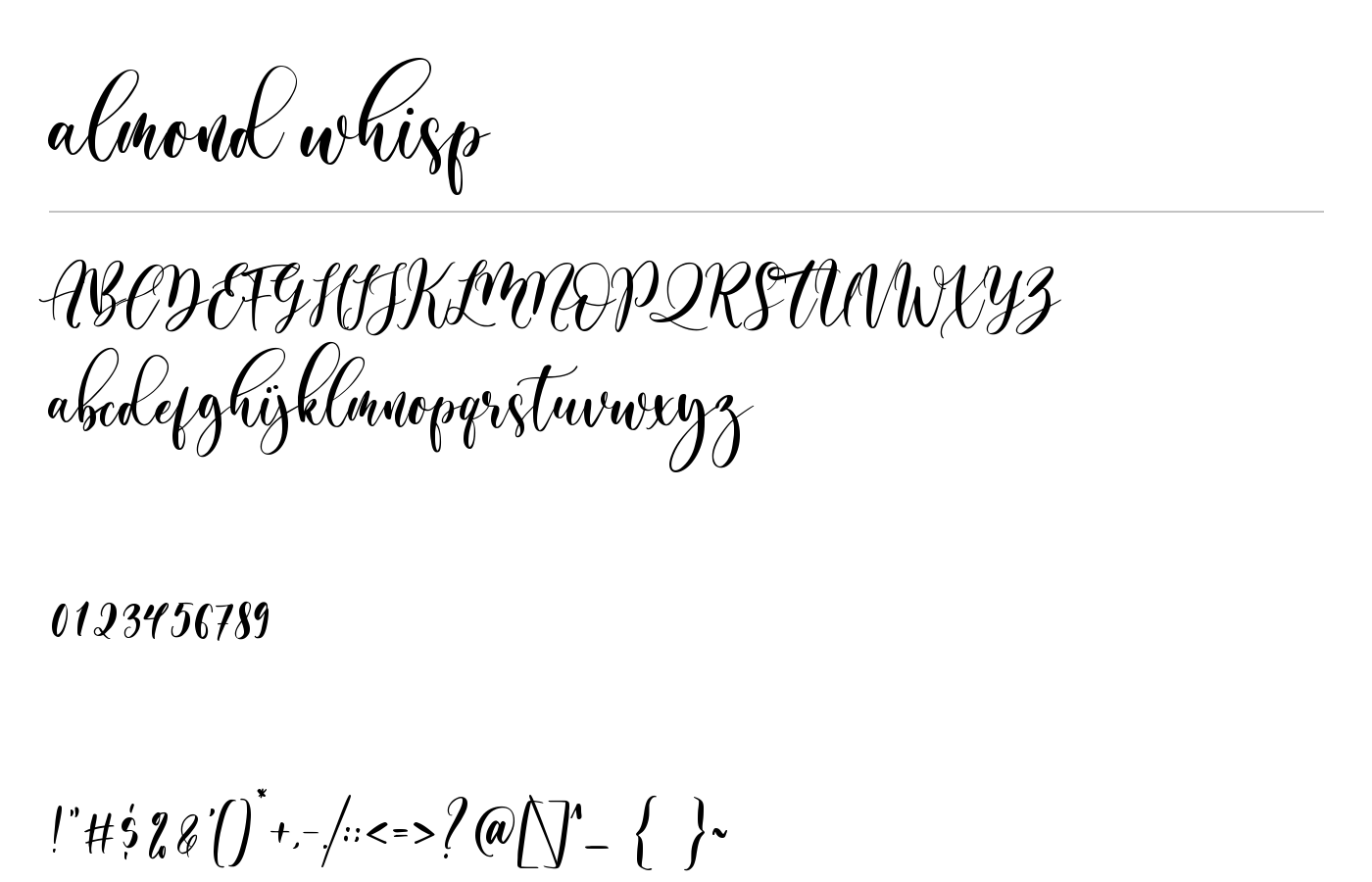 almond whisp Font preview