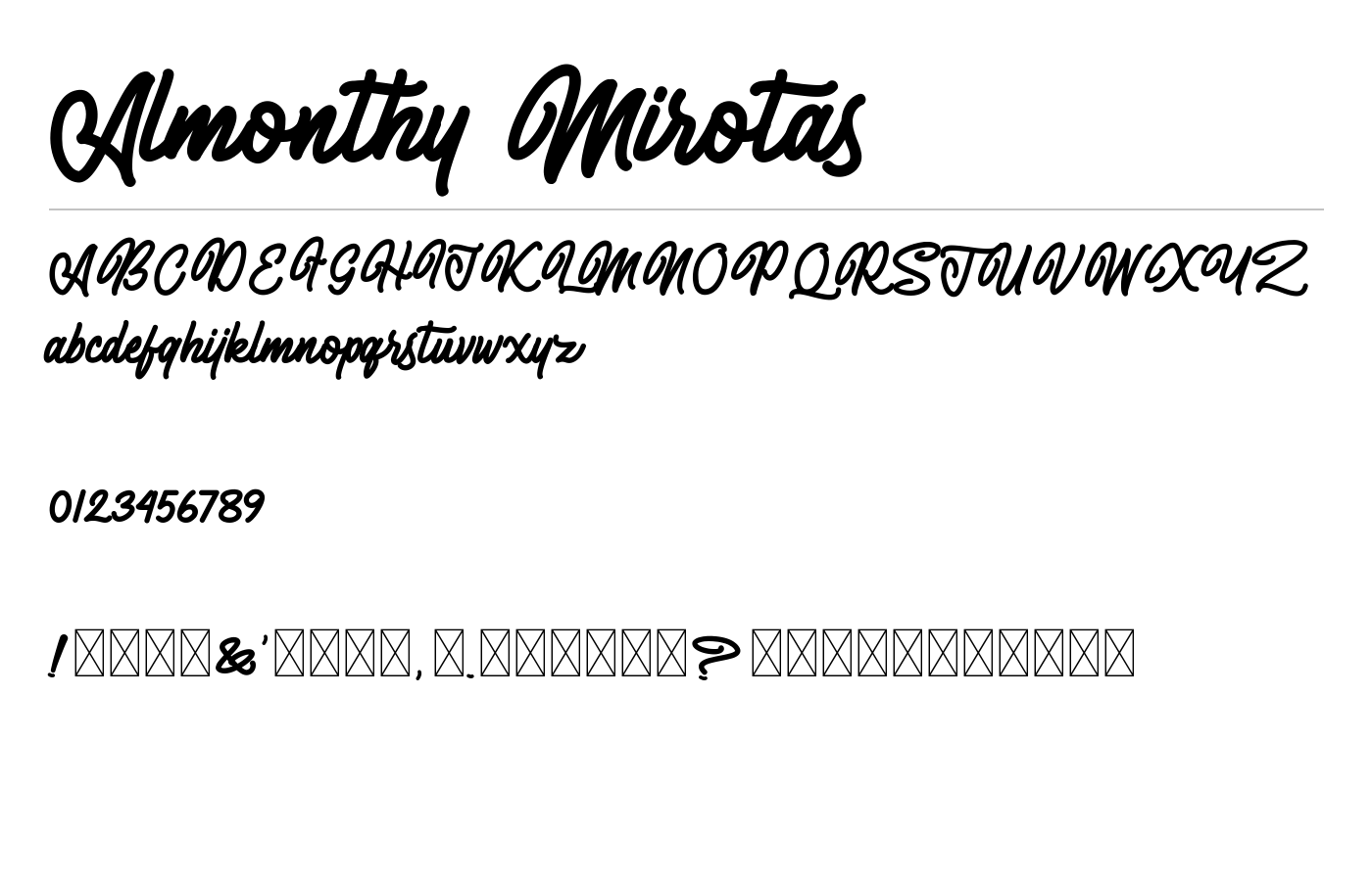 Almonthy Mirotas Font preview