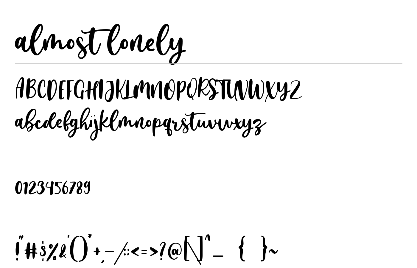 almost lonely Font preview