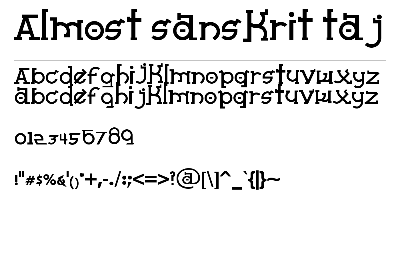 Almost Sanskrit Taj New Font preview