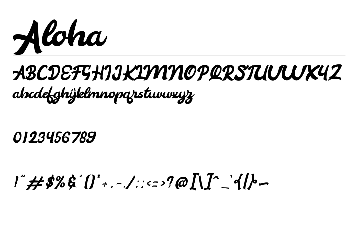 Aloha Font preview