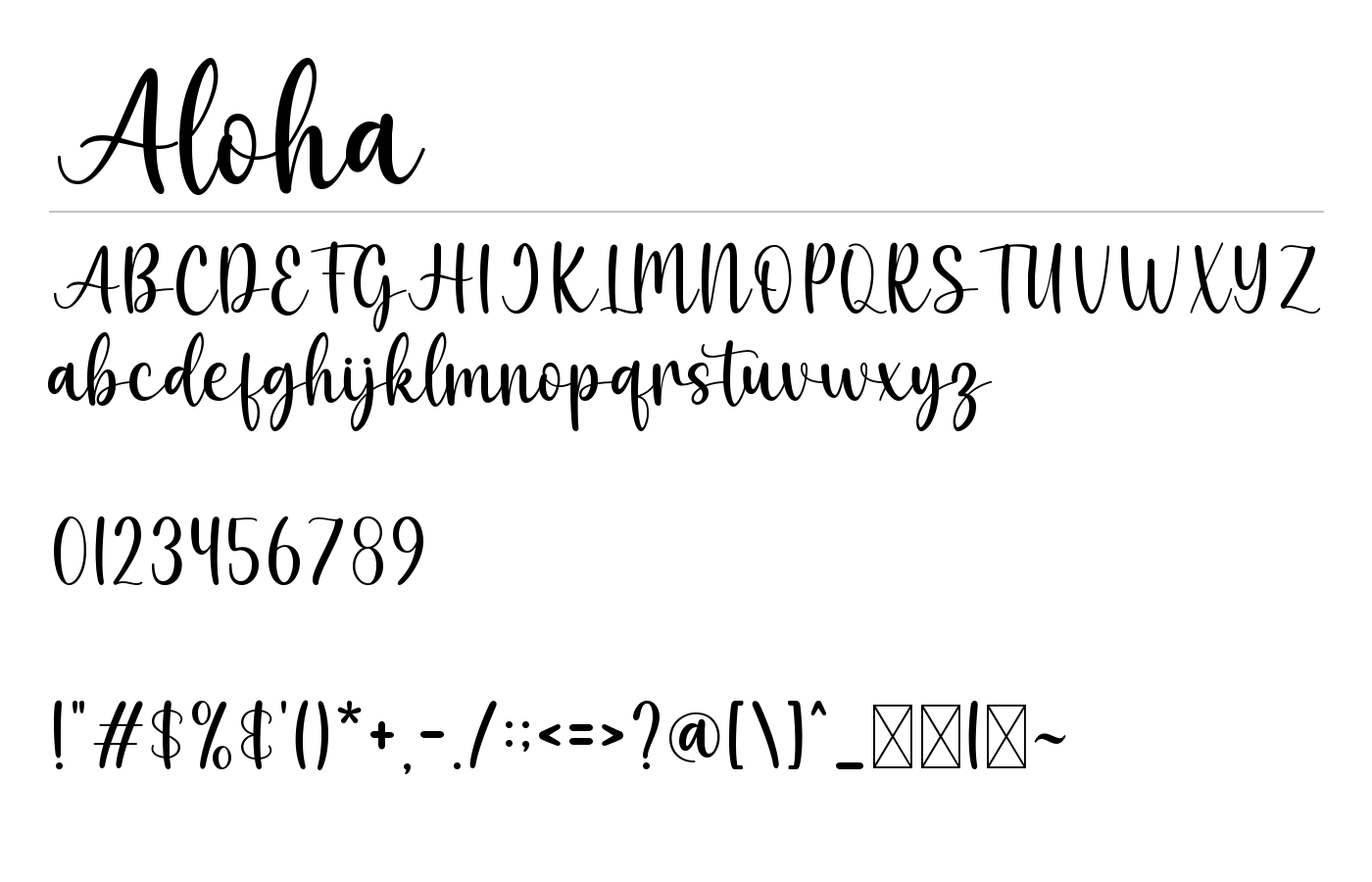 Aloha Font preview
