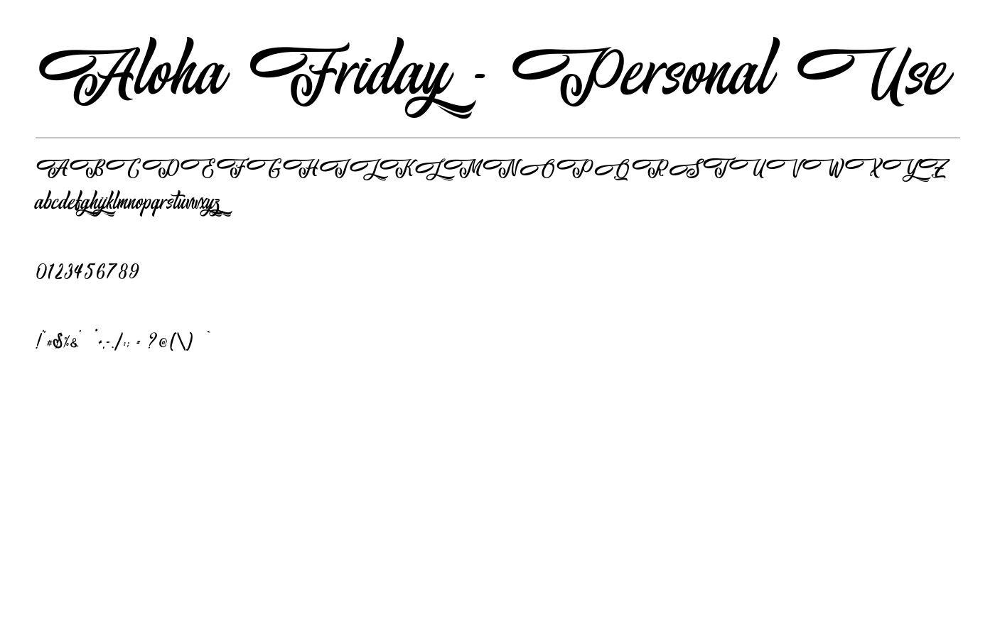 Aloha Friday - Personal Use Font preview