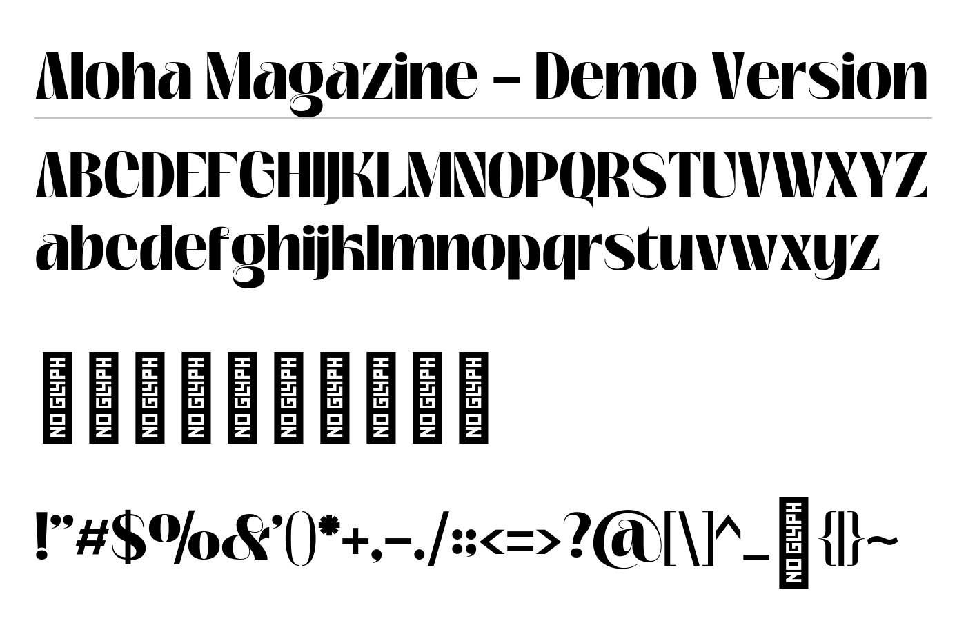 Aloha Magazine - Demo Version Font preview