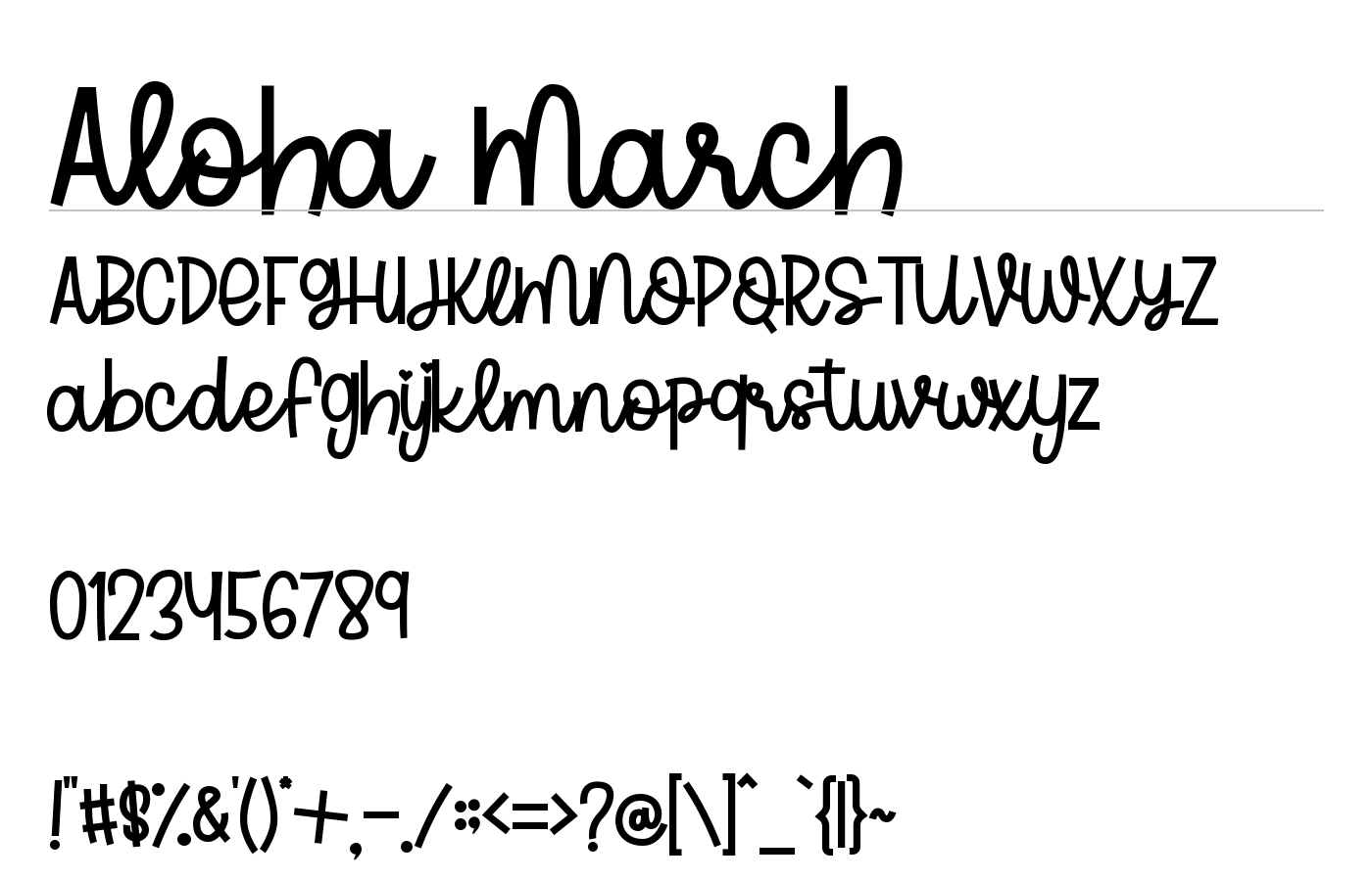 Aloha March Font preview