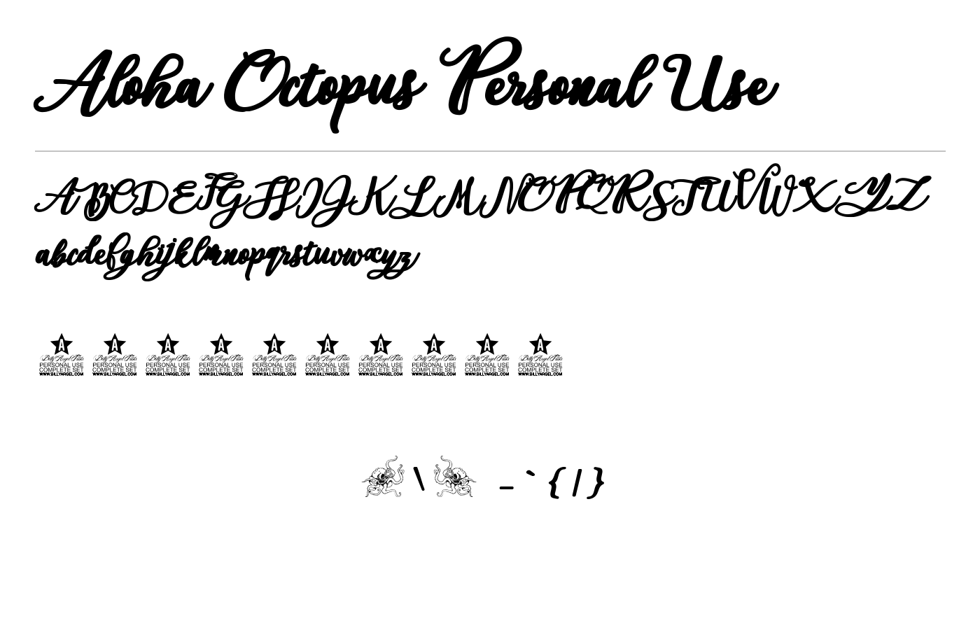 Aloha Octopus Personal Use Font preview