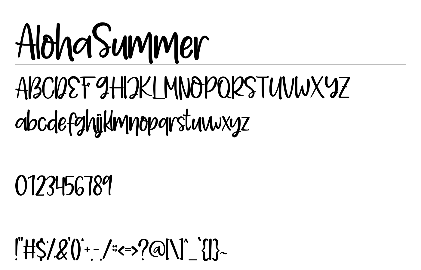 AlohaSummer Font preview