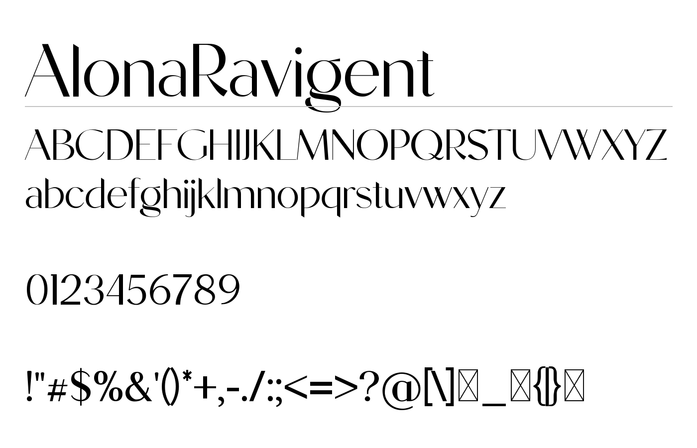 AlonaRavigent Font preview