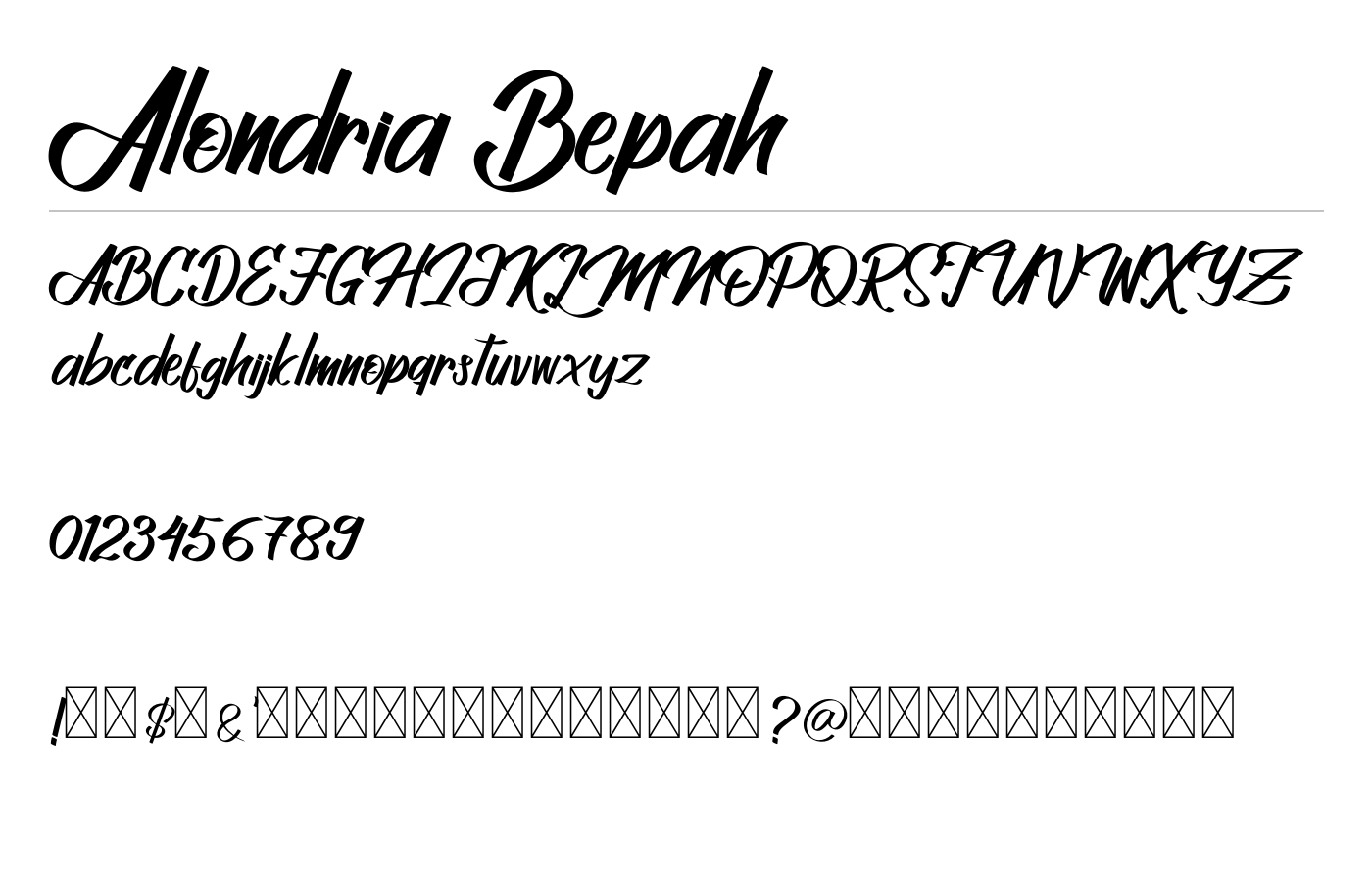 Alondria Bepah Font preview