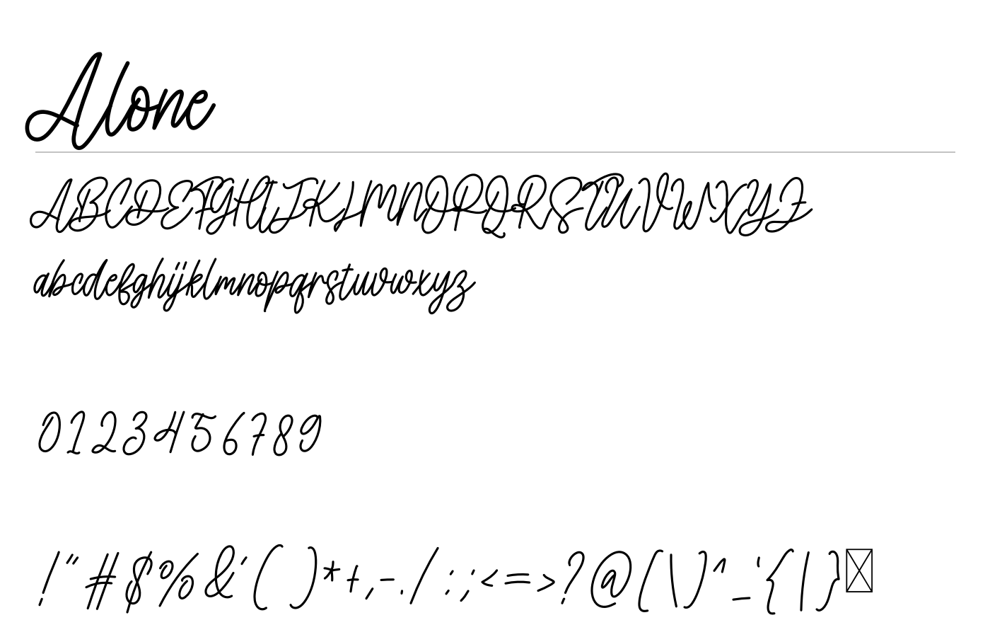 Alone Font preview