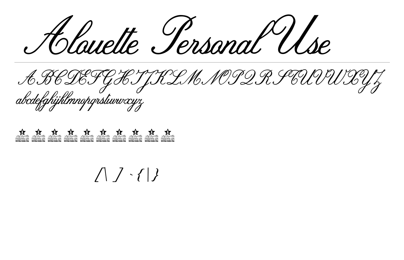 Alouette Personal Use Font preview