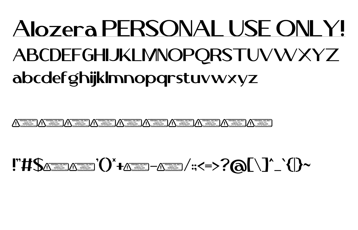 Alozera PERSONAL USE ONLY! Font preview