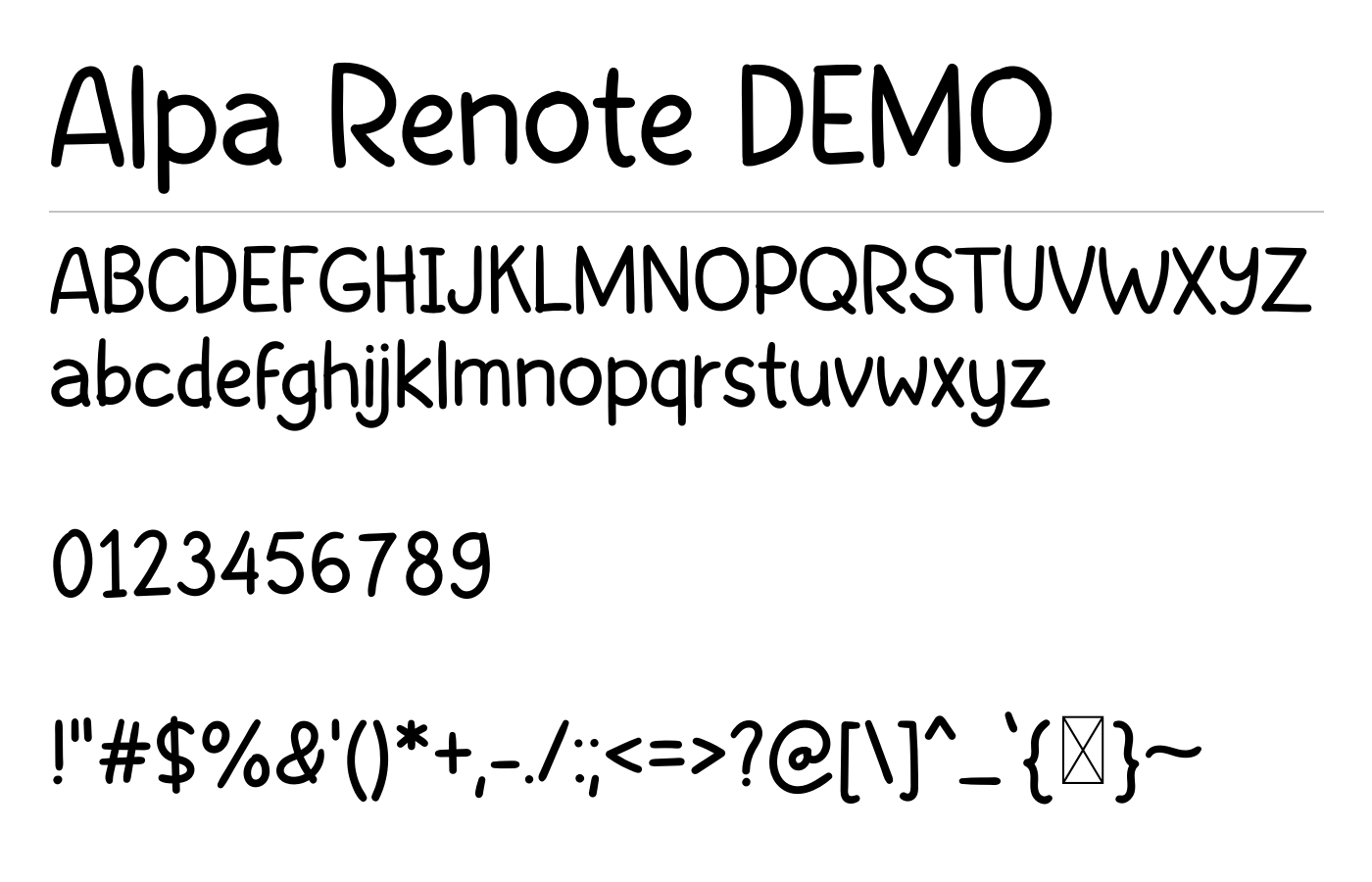 Alpa Renote DEMO Font preview