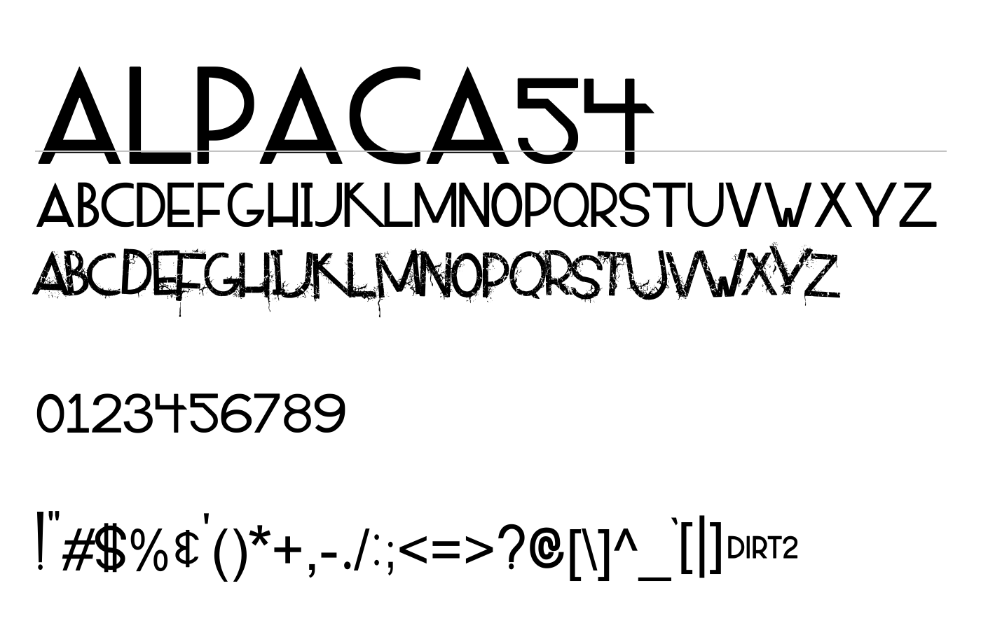 ALPACA54 Font preview