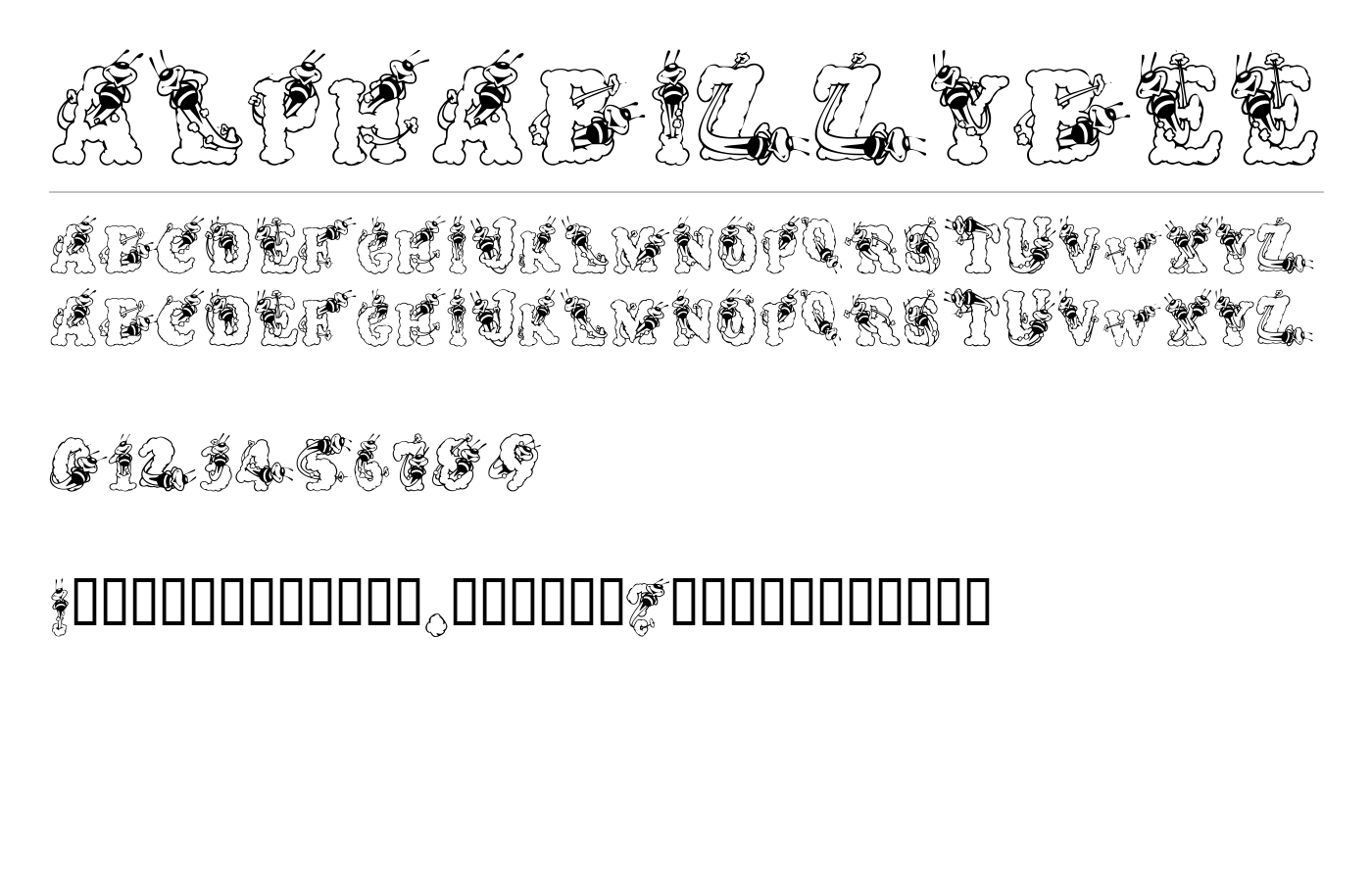AlphaBizzyBee Font preview