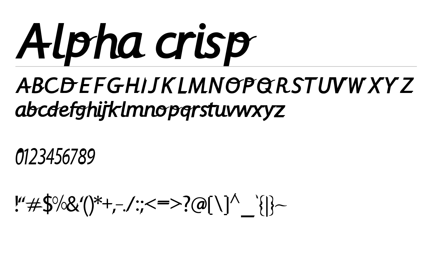 Alpha crisp Font preview