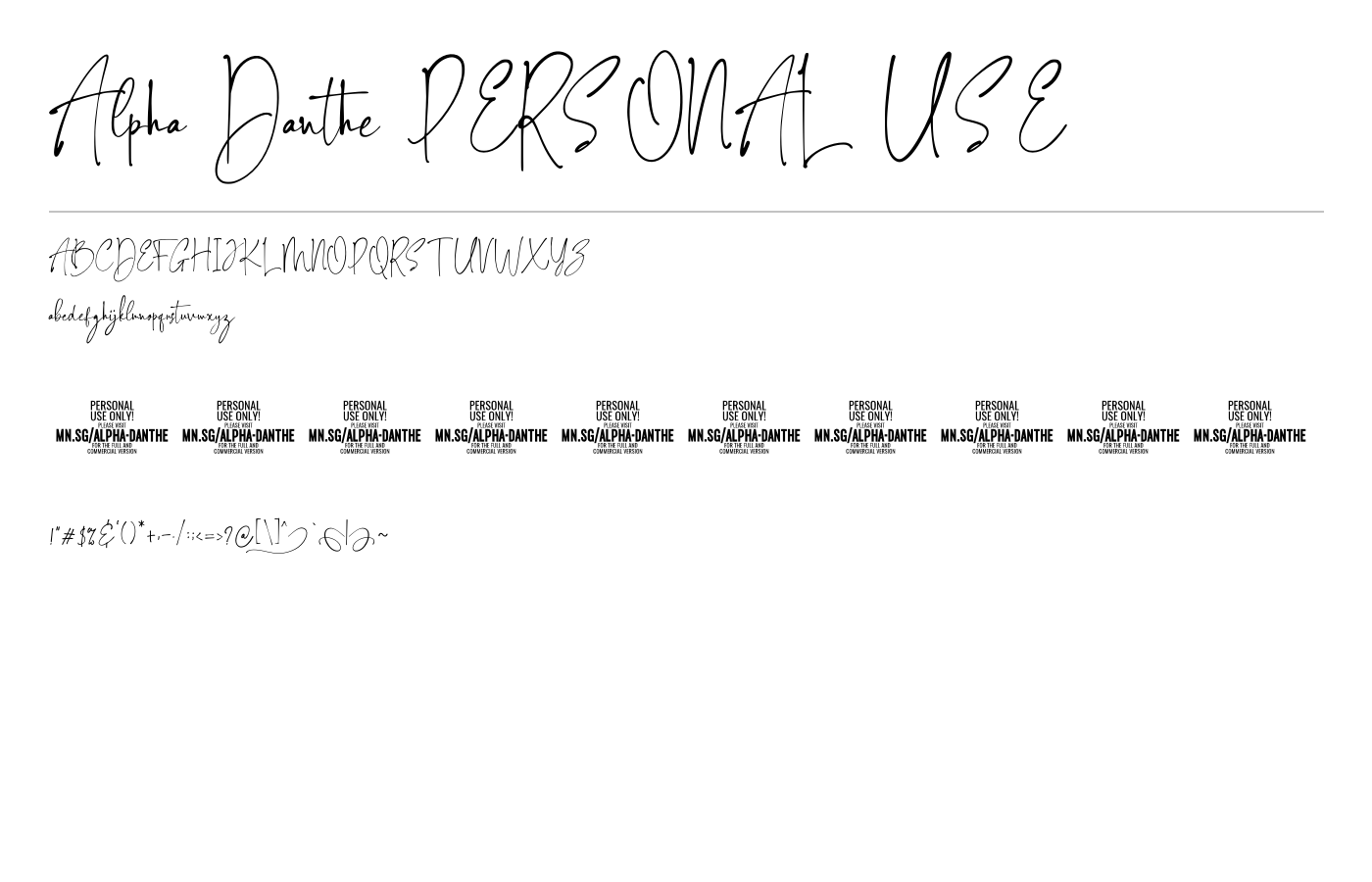 Alpha Danthe PERSONAL USE Font preview