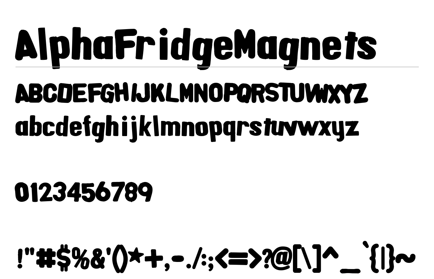AlphaFridgeMagnets Font preview