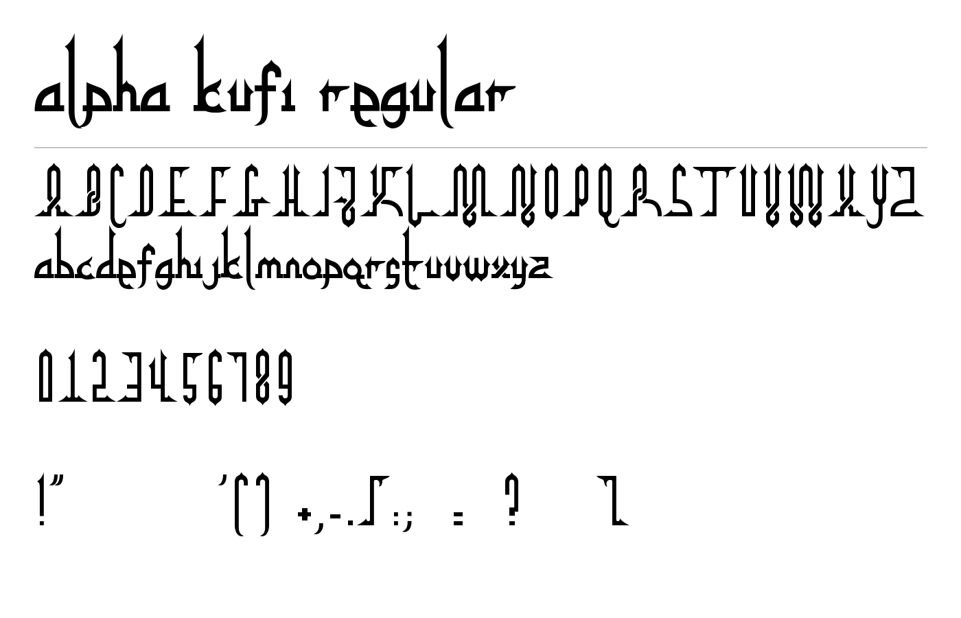 alpha kufi regular Font preview