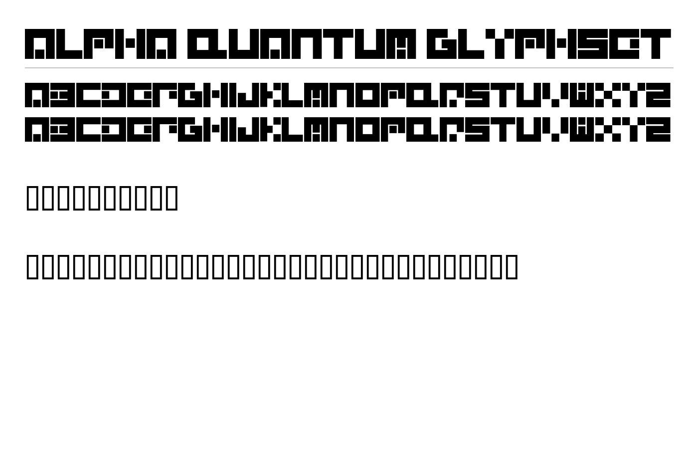 Alpha Quantum Glyphset Font preview