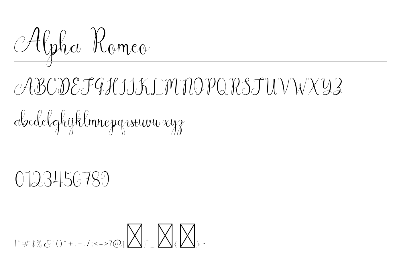 Alpha Romeo Font preview