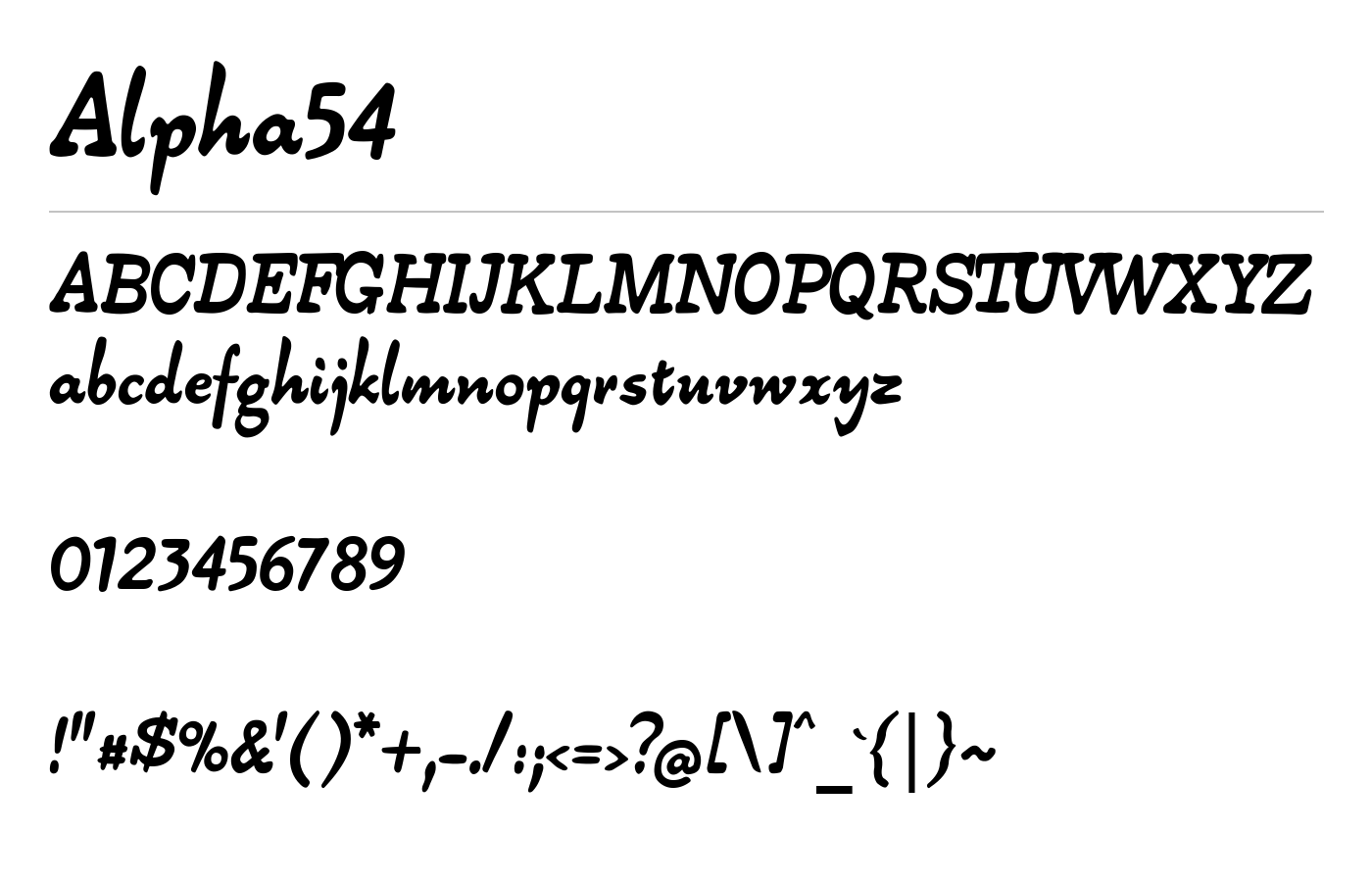 Alpha54 Font preview