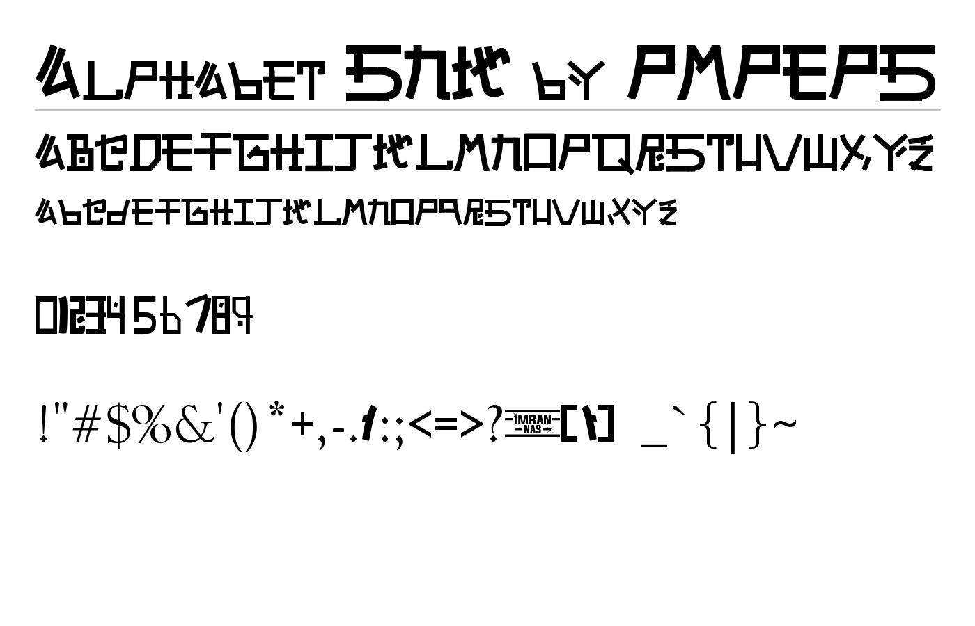 Alphabet SNK by PMPEPS Font preview