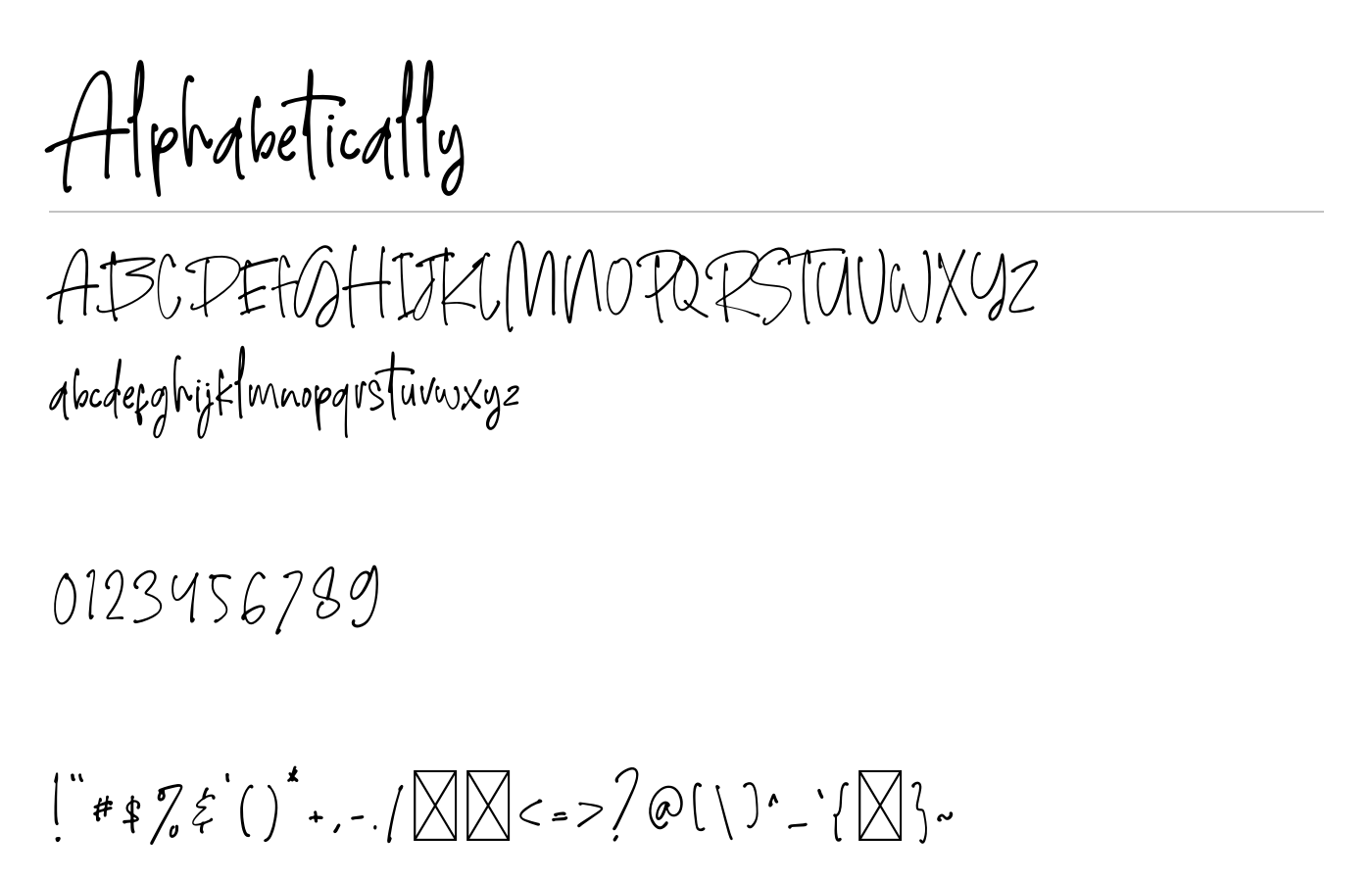 Alphabetically Font preview