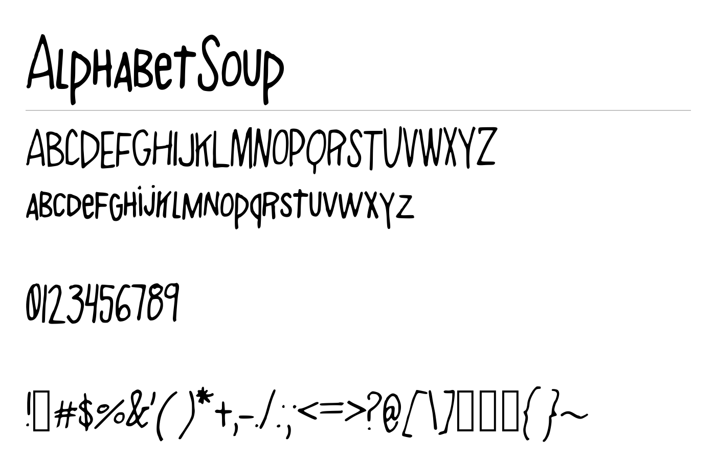 AlphabetSoup Font preview
