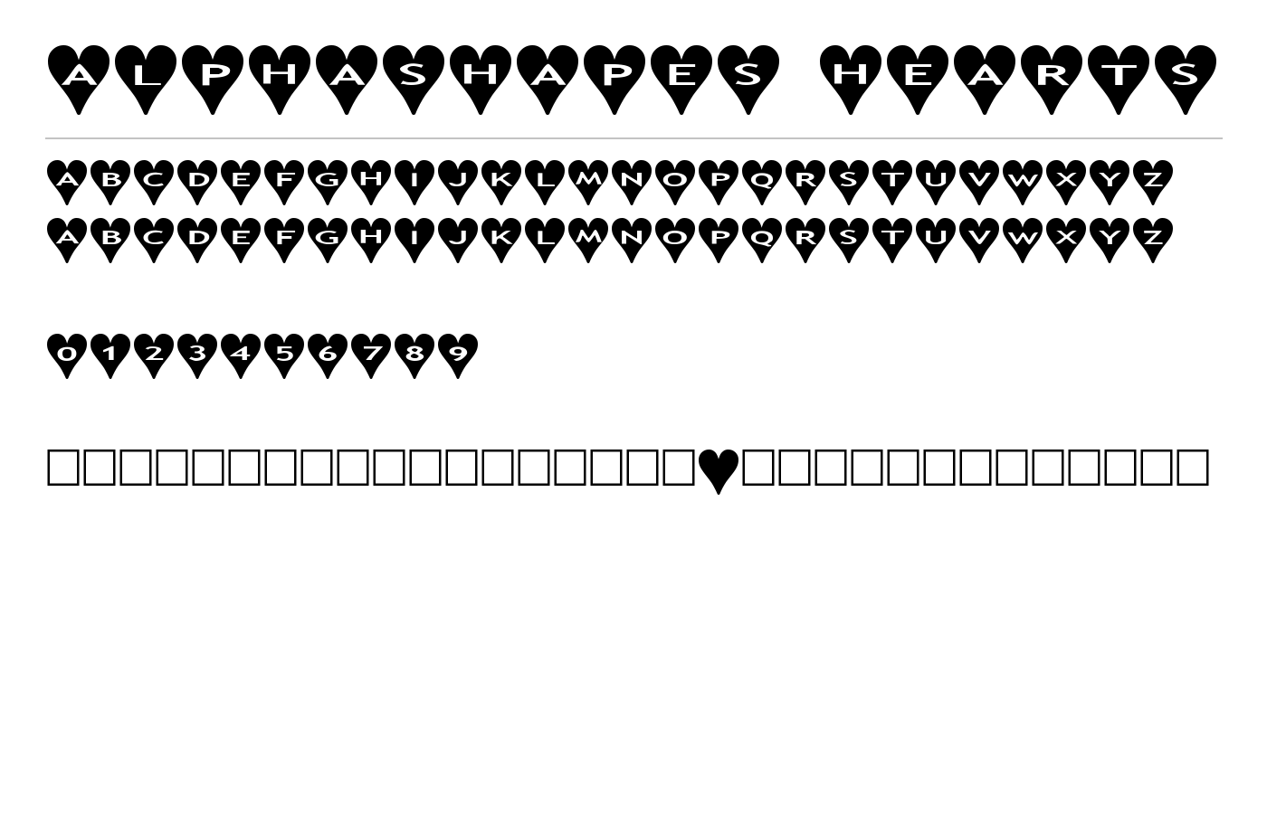 AlphaShapes hearts Font preview