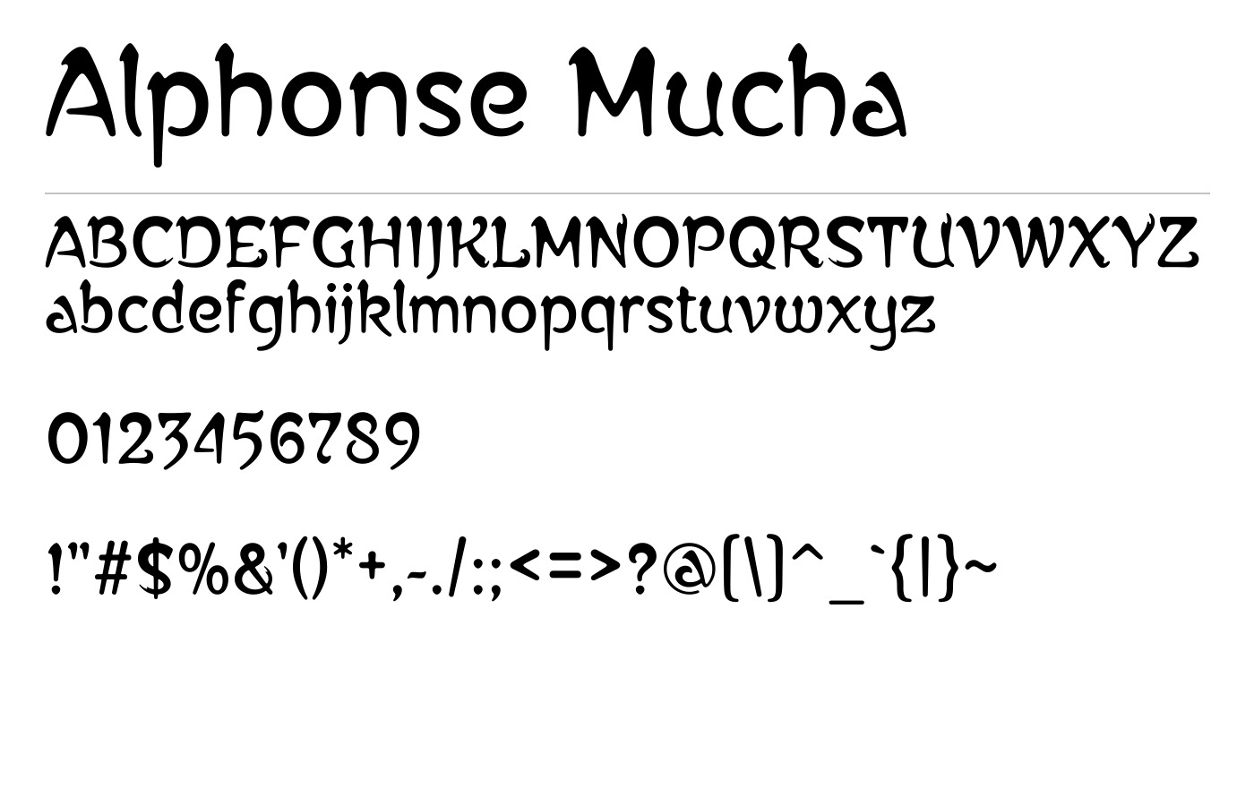 Alphonse Mucha Font preview