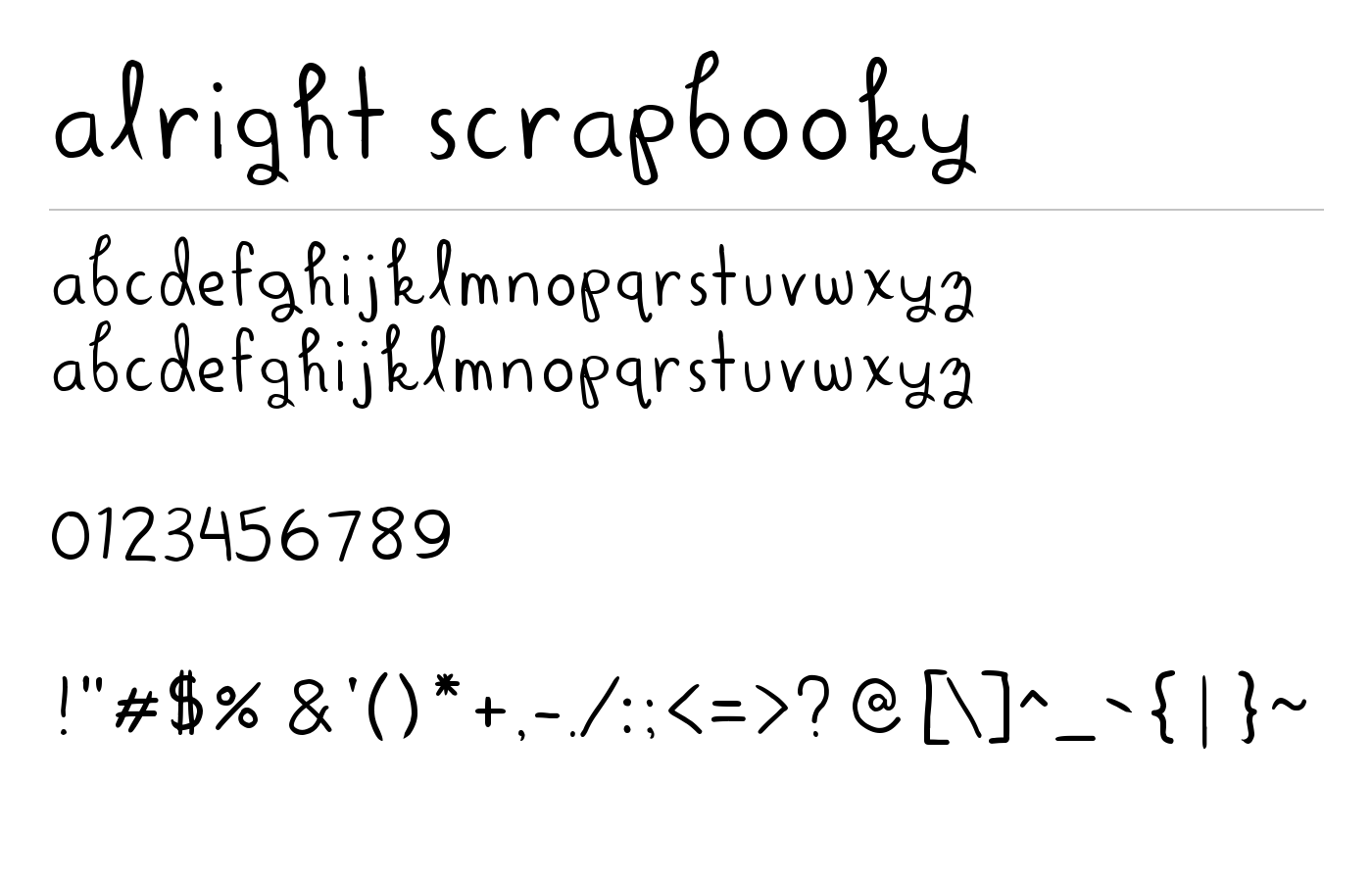 Alright Scrapbooky Font preview