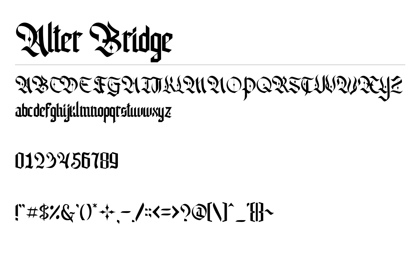 Alter Bridge Font preview