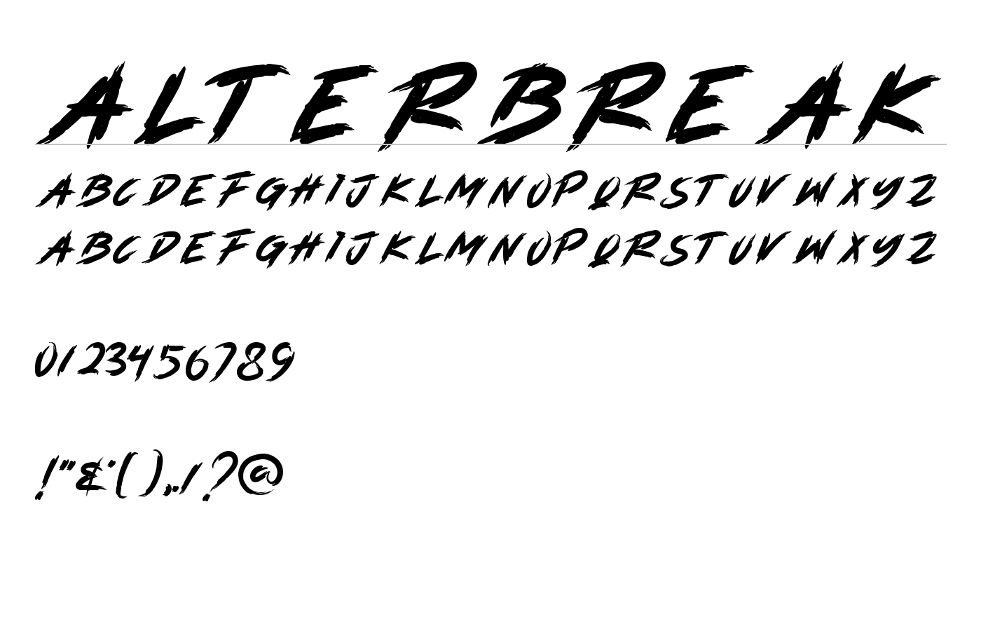 ALTERBREAK Font preview