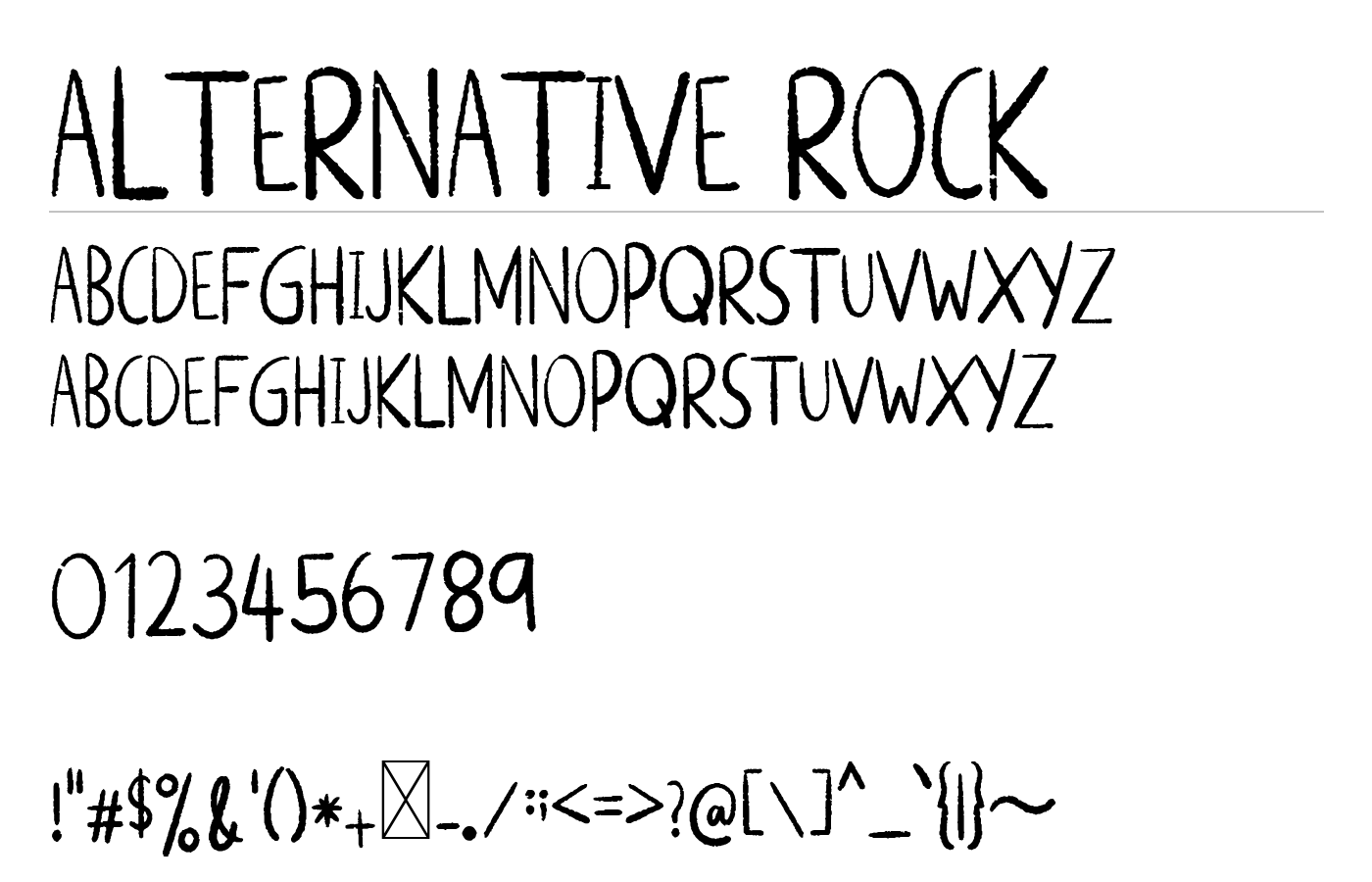 ALTERNATIVE ROCK Font preview