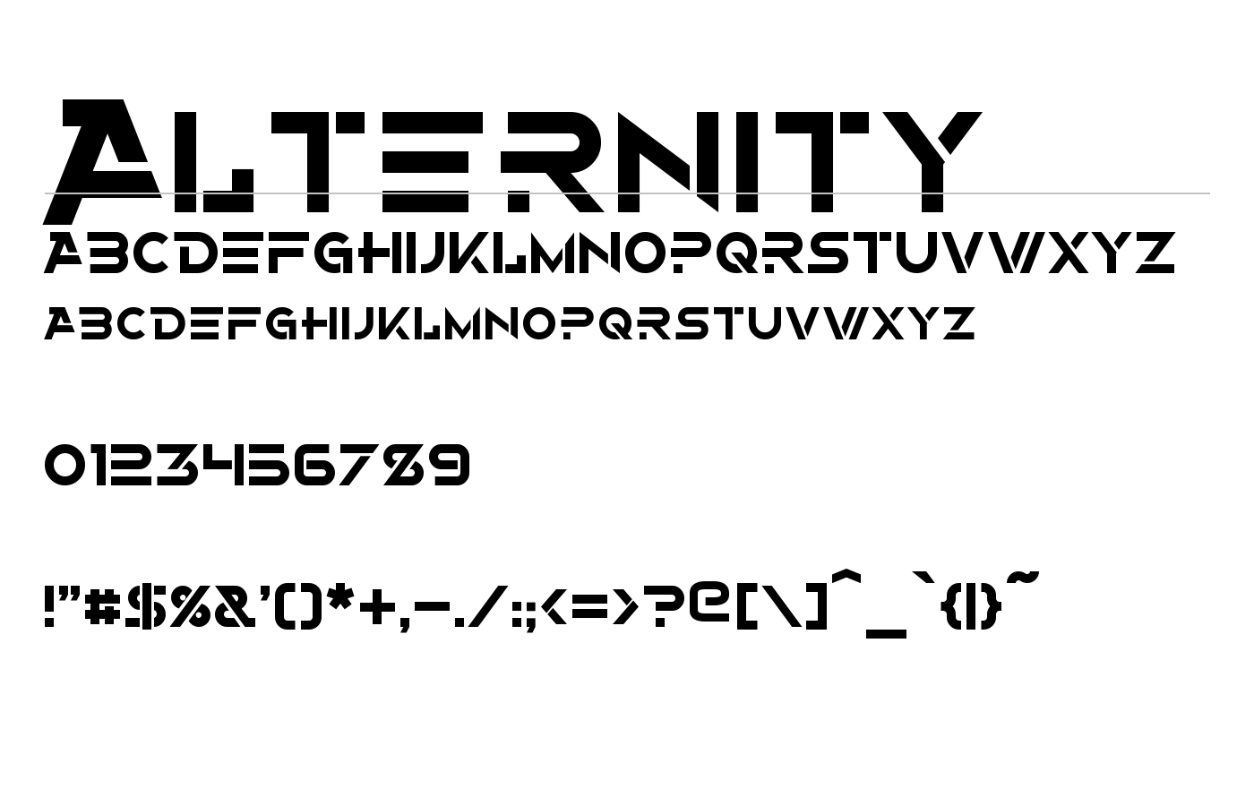 Alternity Font preview
