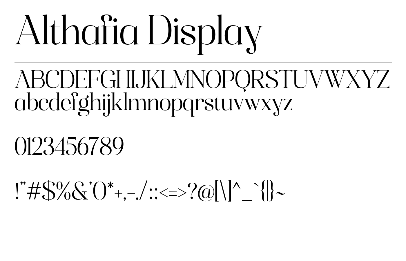 Althafia Display Font preview