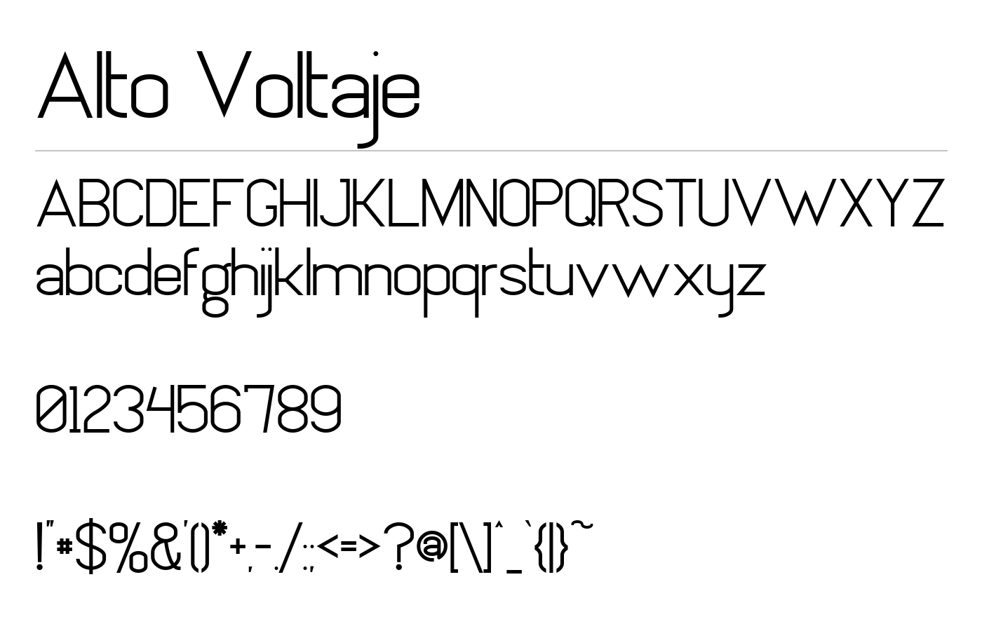 Alto Voltaje Font preview