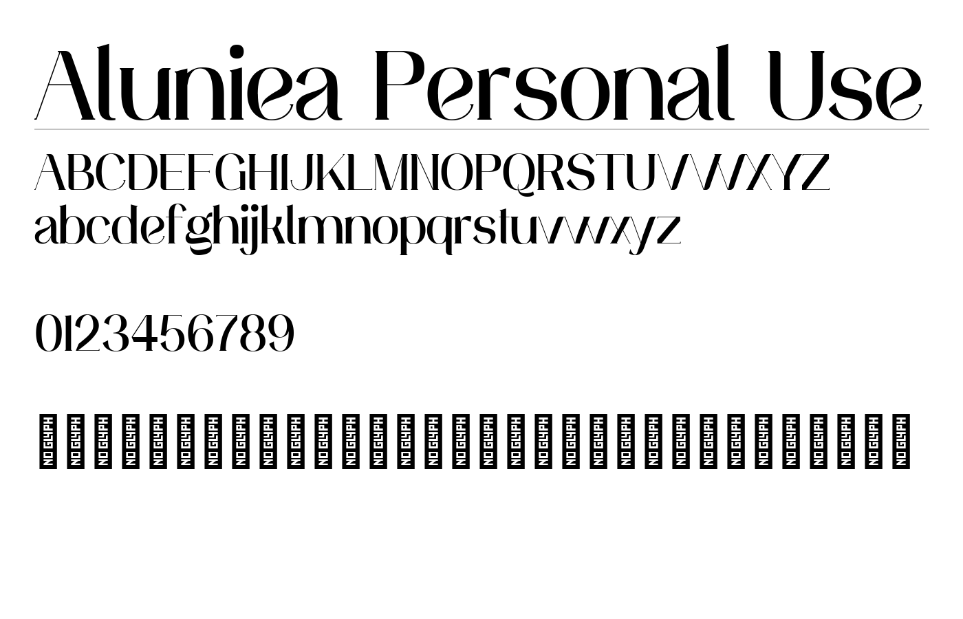 Aluniea Personal Use Font preview