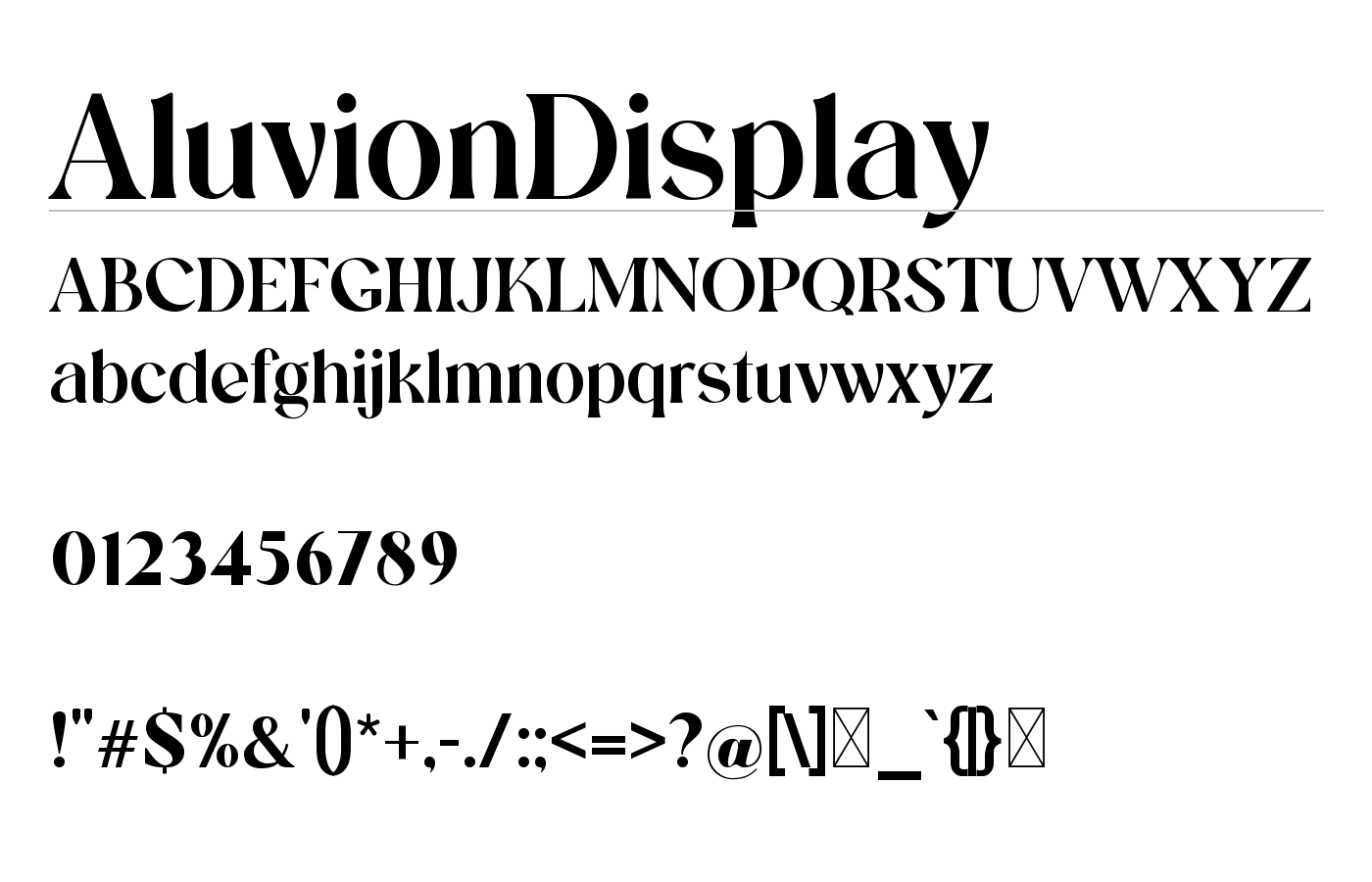 AluvionDisplay Font preview