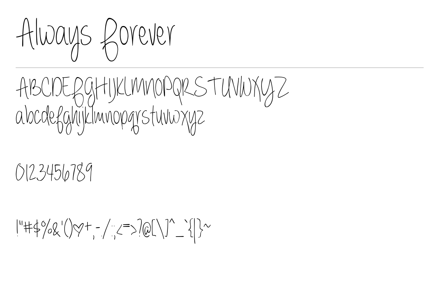 AlwaysForever Font preview