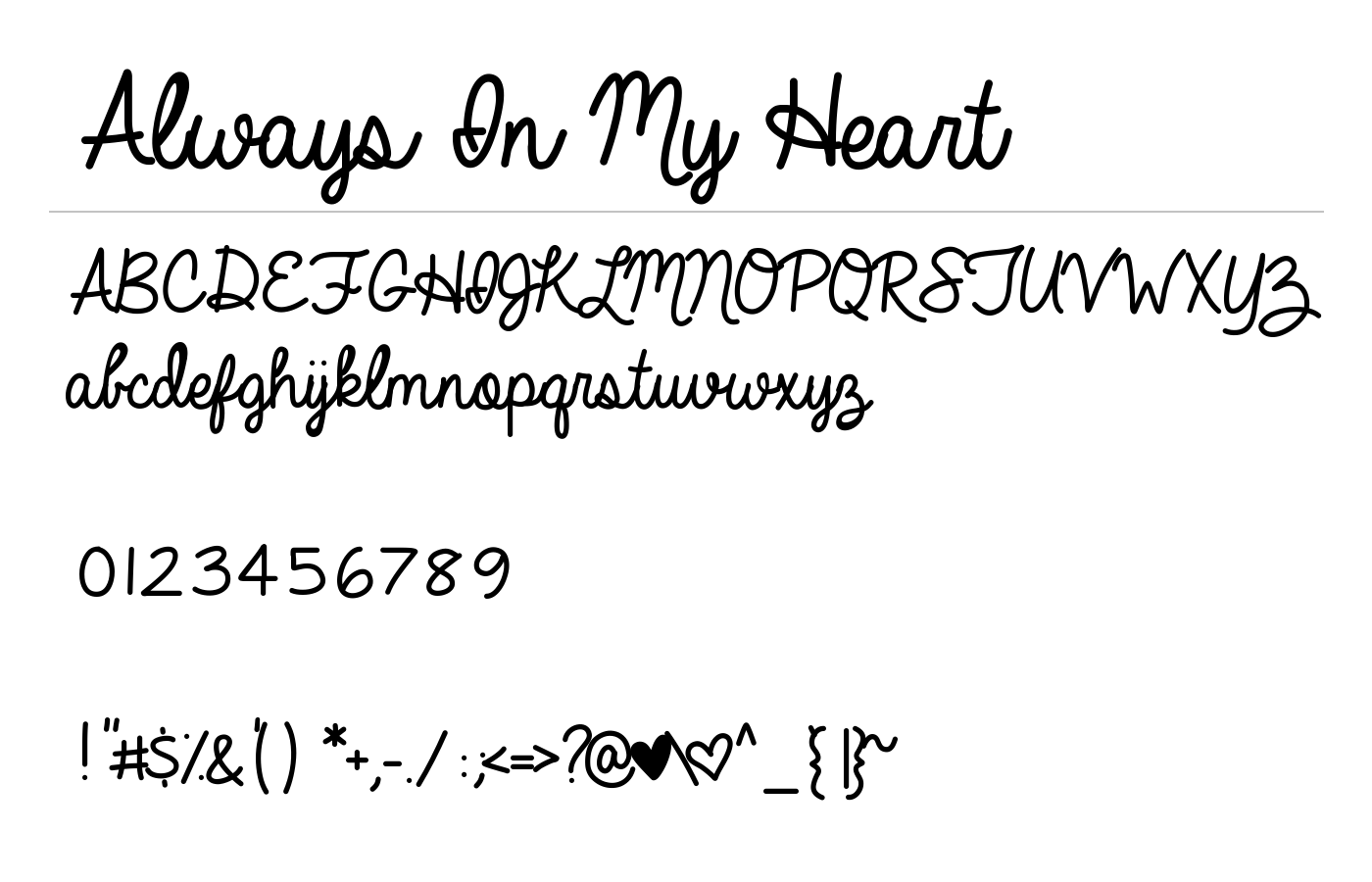 Always In My Heart Font preview