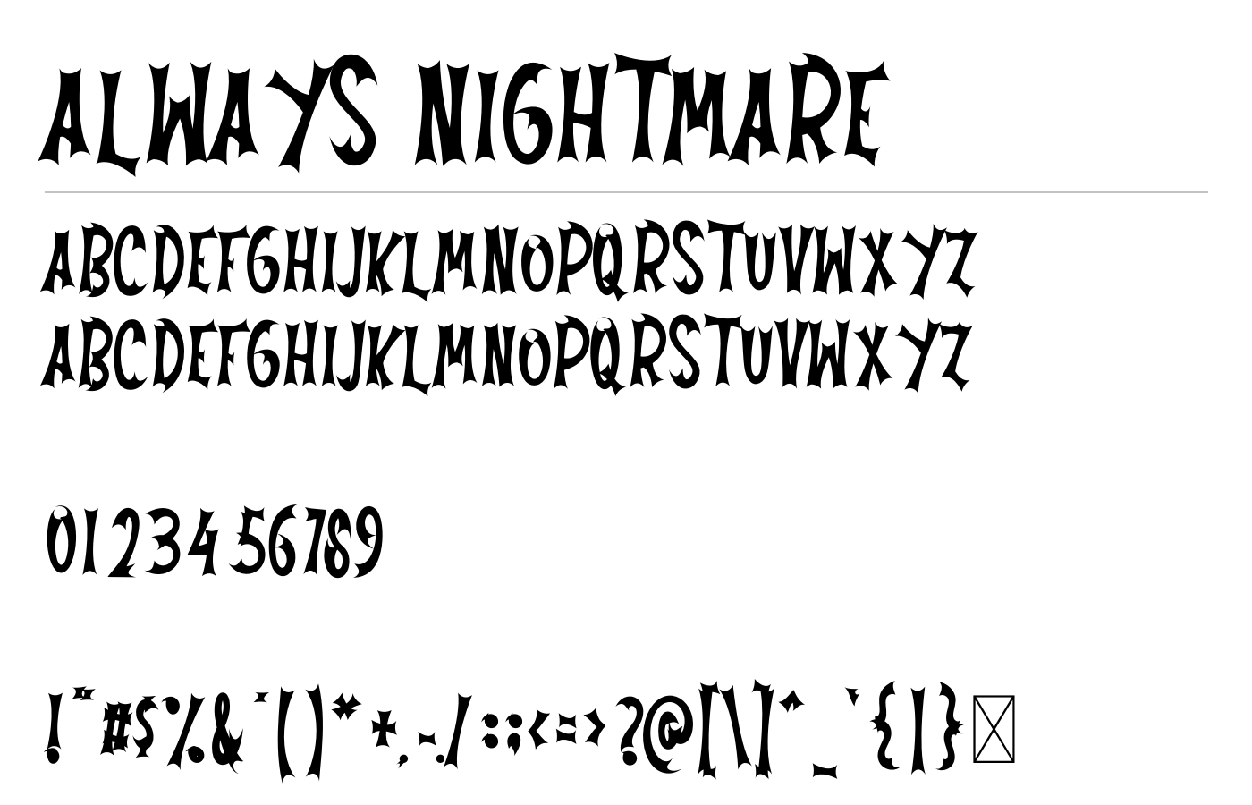Always Nightmare Font preview