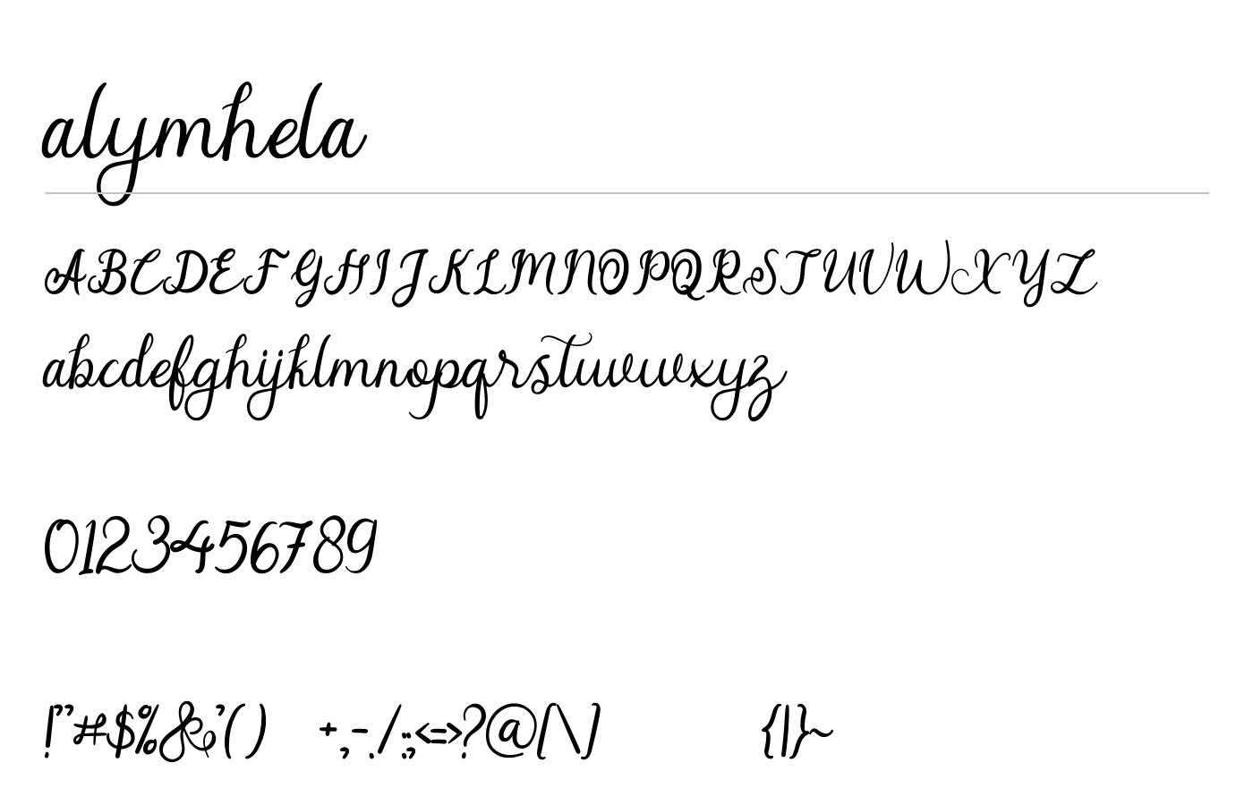 alymhela Font preview