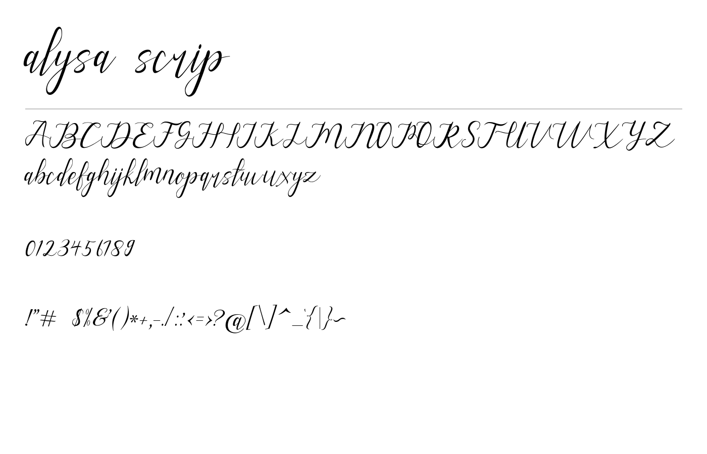 alysa scrip Font preview