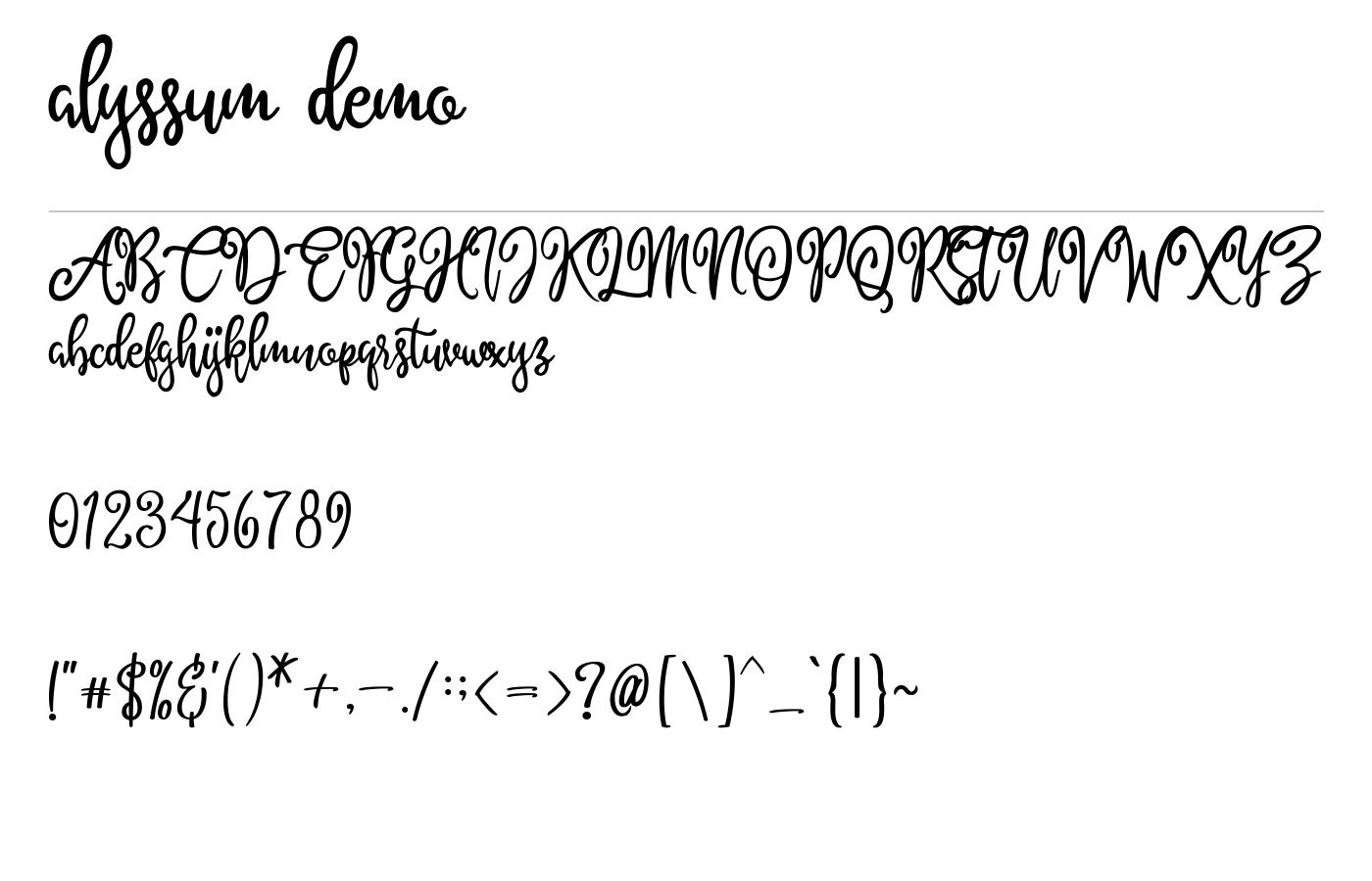 alyssum demo Font preview