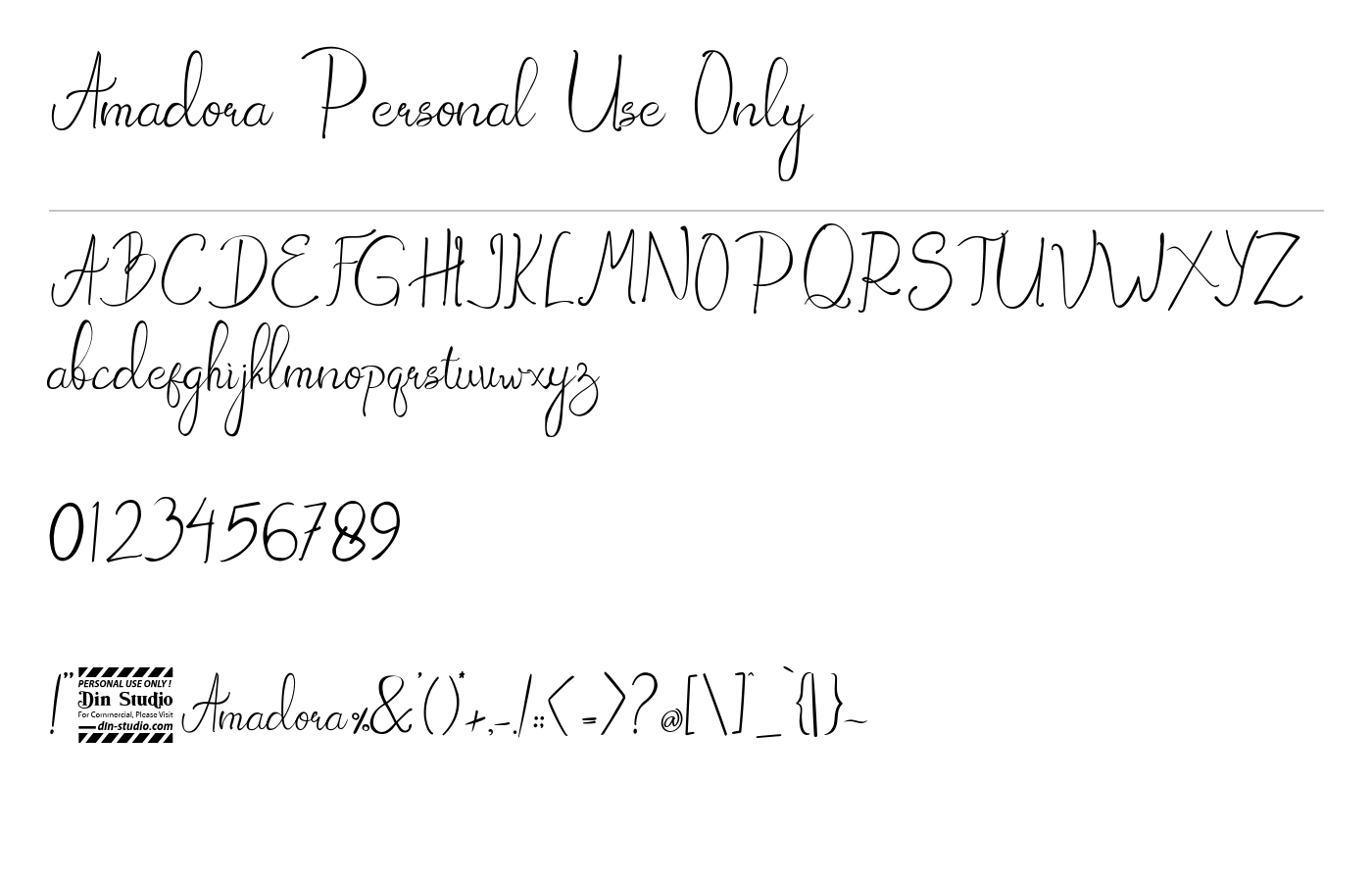 Amadora Personal Use Only Font preview