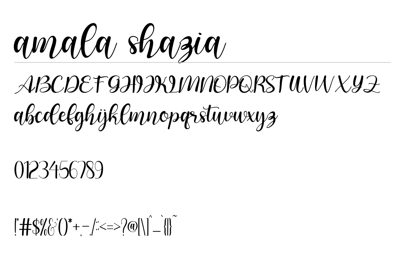 amala shazia Font preview
