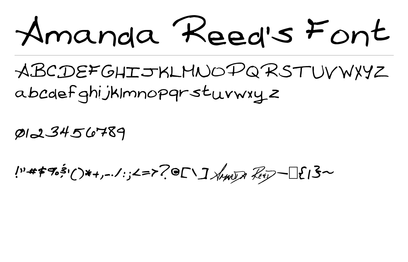 Amanda Reed's Font preview